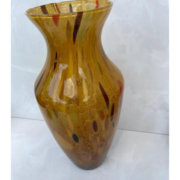 Italian Maestri Vestri Monumental Polychrome Art Glass Vase with Gold Aventurine - Picture 10 of 13